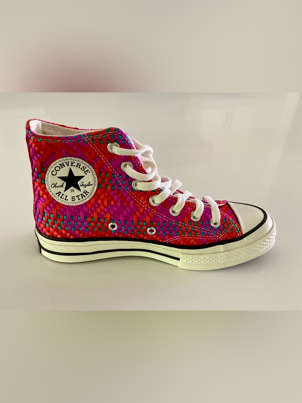 Brand New: High-top 6.5 Converse Chuck 70 Culture Weave - Red Pink Multicolour